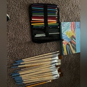 Artist’s Loft art supplies, like new oil pastels, colored pencils